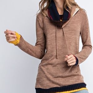 Camel Cowl Neck Top